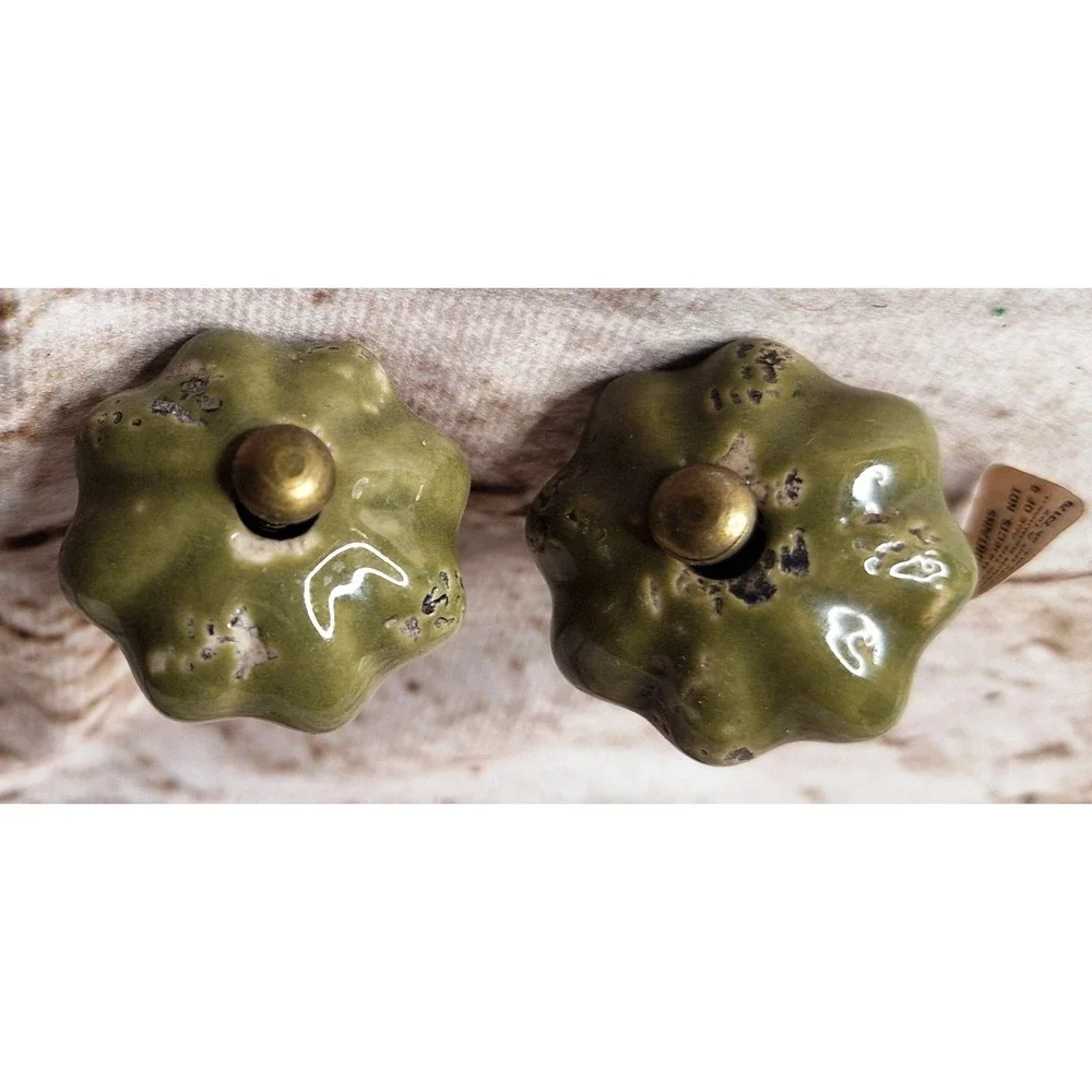 3 Whimsical KNOBs 1 Bumblebee 2 green vintagelike for Door or Drawer or Cabinet
